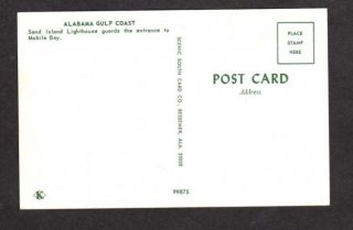 Al Sand Island Lighthouse Mobile Bay Dauphin Island Alabama Postcard