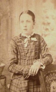  Photo Young Girl Plaid Dress by Miller Davenport Iowa Backstamp