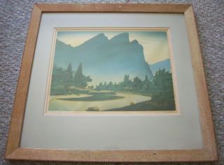 Original 1940s Buell Whitehead Stone Lithograph Three Brothers