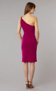 David Meister Orchid Draped Jersey One Shoulder Jeweled Dress 14 $360