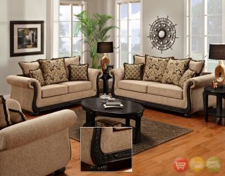 Delray Traditional Sofa Love Seat Living Room Furniture Set Taupe