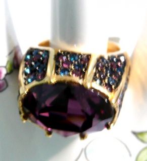 Sparkling Colorful Kenneth J Lane Pave Rhinestone Ring