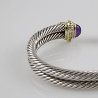 David Yurman 18K Gold Silver Two Rows Cable Bracelet