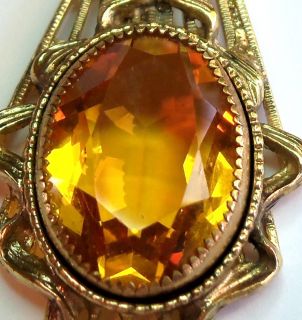 Whiting Davis 1940s Citrine Amber Austrian Crystal Laviliar Necklace