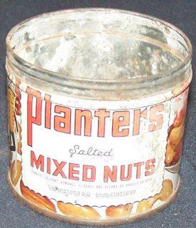 Vintage 7 oz Planters Salted Mixed Nuts Container Collectors Tin Can