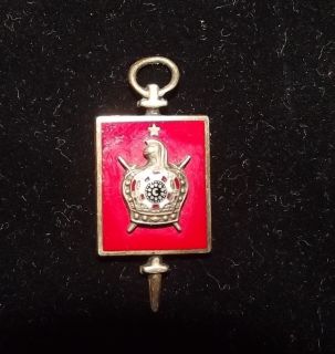 Antique Sterling Masonic Silver DeMolay Red Advisors Key, Vintage Fob