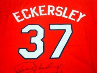 DENNIS ECKERSLEY AUTOGRAPHED SIGNED MITCHELL NESS INDIANS JERSEY PSA