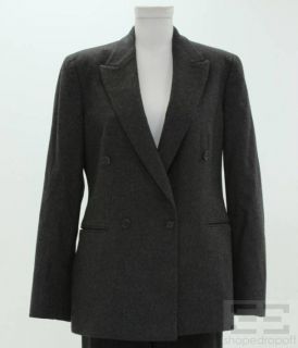  Piece Dark Grey Cashmere Wool Jacket Pants Suit Size 8