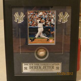 Derek Jeter The Captain Shadow Boxed Game Used Baseball Steiner Le 3