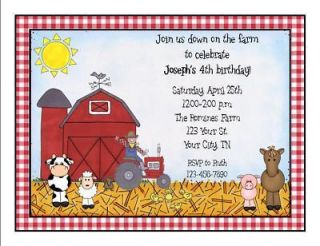 Personalized Farm Animal Birthday Party Invitations