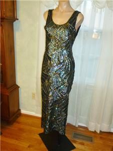 by DEBRA Sequin,Beaded Stretch Gown,Pageant Drag Queen Formal Dress L