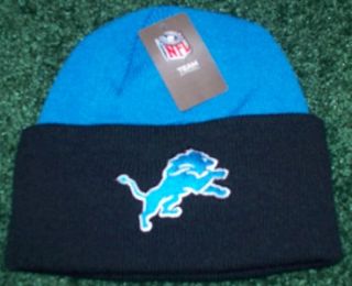 Detroit Lions NFL Licensed Reebok Blue Black Two Toned Cuffed Knit Hat