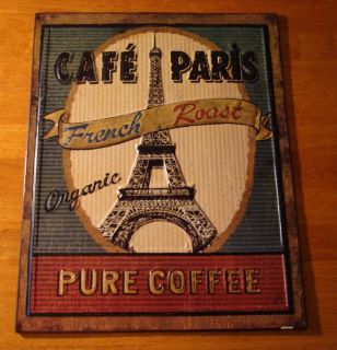 Cafe Paris Retro Vintage Style Coffee Shop Decor Embossed Wall Plaque