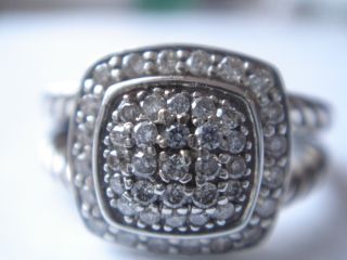 David Yurman Petite Albion Sterling Pave Diamond Ring