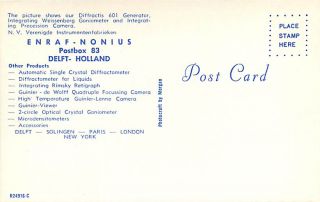  Postcard, Enraf Nonius, Diffractis 601 Generator, Delft, Holland