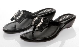 New Womens Dezario Cruz Black Pattern Thong Sandals Rhinestone Shoes