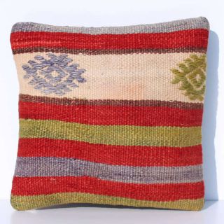 DECORATIVE THROW PILLOW COVER MADE FROM HANDWOVEN TURKISH CICIM KILIM