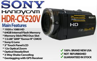 Sony HDR CX520V 64GB High Definition Flash Memory Handycam Camcorder