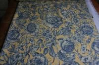 Yellow Floral Toile Cotton Duck Fabric Material
