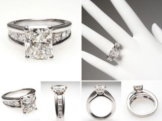 GIA 2 Carat Radiant Cut Diamond Engagement Ring Solid Platinum Estate