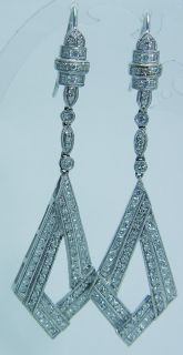 Platinum 1.60cts Diamond 2.5 Dangle Earrings + VIDEO Estate Jewelry