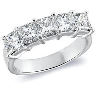 Ct Princess Cut 5 Stone Diamond Anniversary Ring 18K