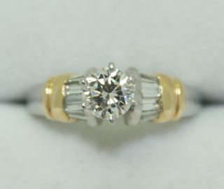  18K Gold $9500 Engagement Ring w Papers Diamond Round Center