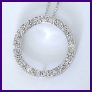  White Gold Round Diamond Eternity Circle Pendant Necklace 40ct