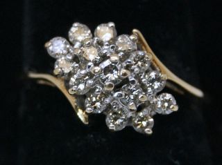 ctw Half Carat Diamond Cluster 14K Yellow Gold Ring Size 6 LQQK