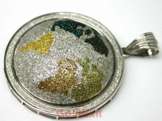 14k White Gold 35 35 grams Color Diamond Mens Earth Global Fashion