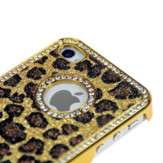  Bling Diamond Leopard Chrome Hard Case Cover For iPhone 4 4S 4G