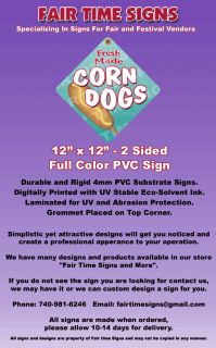 Corn Dog Concession Sign Diamond PVC Sign Trailer Cart Stand