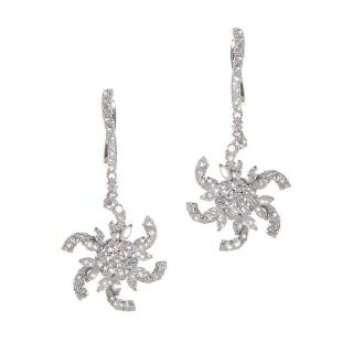 18K White Gold Diamond Pinwheel Drop Earrings