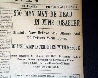 1907 Old Newspaper Monogah Mining Disaster West Virginia WV Coal Mines