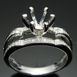 14k White Gold Diamond Semi Mount Engagement Rings Setting Round 6mm