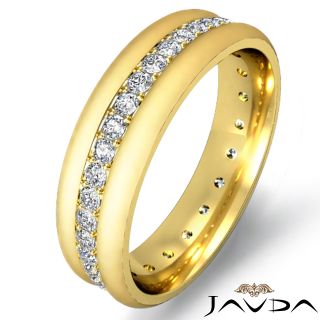Round Pave Eternity Wedding Diamond Mens Dome Band Ring 14k Gold