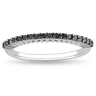 Miadora Sterling Silver 1/5ct TDW Black Diamond Anniversary Ring
