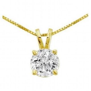  25Ctw Real Diamond Jewelry 14Kt Yellow Gold Solitaire Pendant Necklace