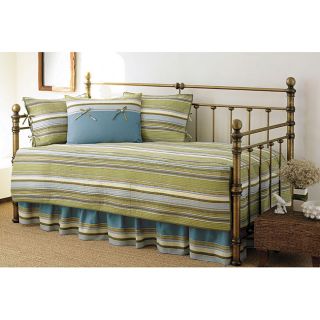 New Beautiful 5 PC Quilted Daybed Set Coordinating Turquoise Cream and