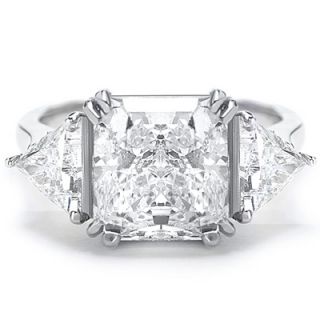 02Ct Radiant Cut Diamond Engagement Ring 3 Stone Ring