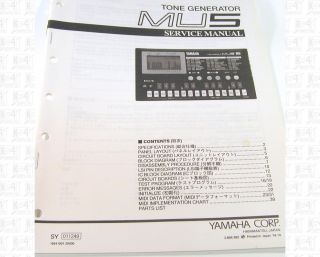 Yamaha MU5 Tone Generator Service Manual
