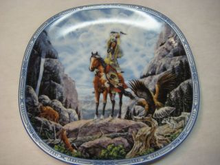 Buffalo Caller Square Plate by Diana E Stanley