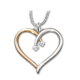 Love Always Heart Shaped Diamond Pendant Necklace Romantic Jewelry