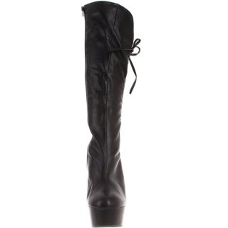  Black Leather 6 Side Lace Up Knee High Boot Delight 2007 B Le