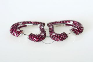 De Grisogono 18K White Gold Diamond Ruby Heart Earrings