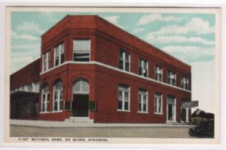 First National Bank de Queen Arkansas 1920c Postcard