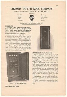 1927 Diebold Safe Lock Co Fireproof Filing Safes Ad