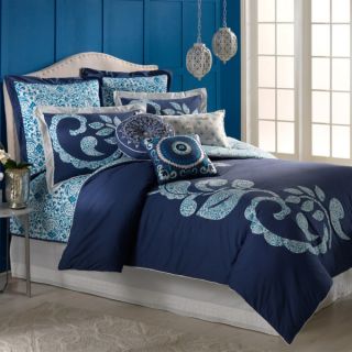 Dena Home Cobalt Indigo White Swirl Floral Twin Duvet Comforter Cover