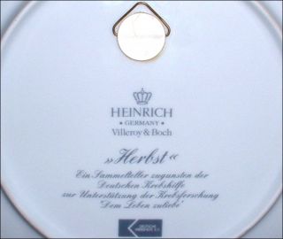 Villeroy & Boch (Heinrich) ~ HERBST ~ 4 Jahreszeiten Sammelteller Nr