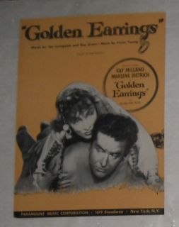 1946 Golden Earrings Soundtrack Sheet Music Dietrich